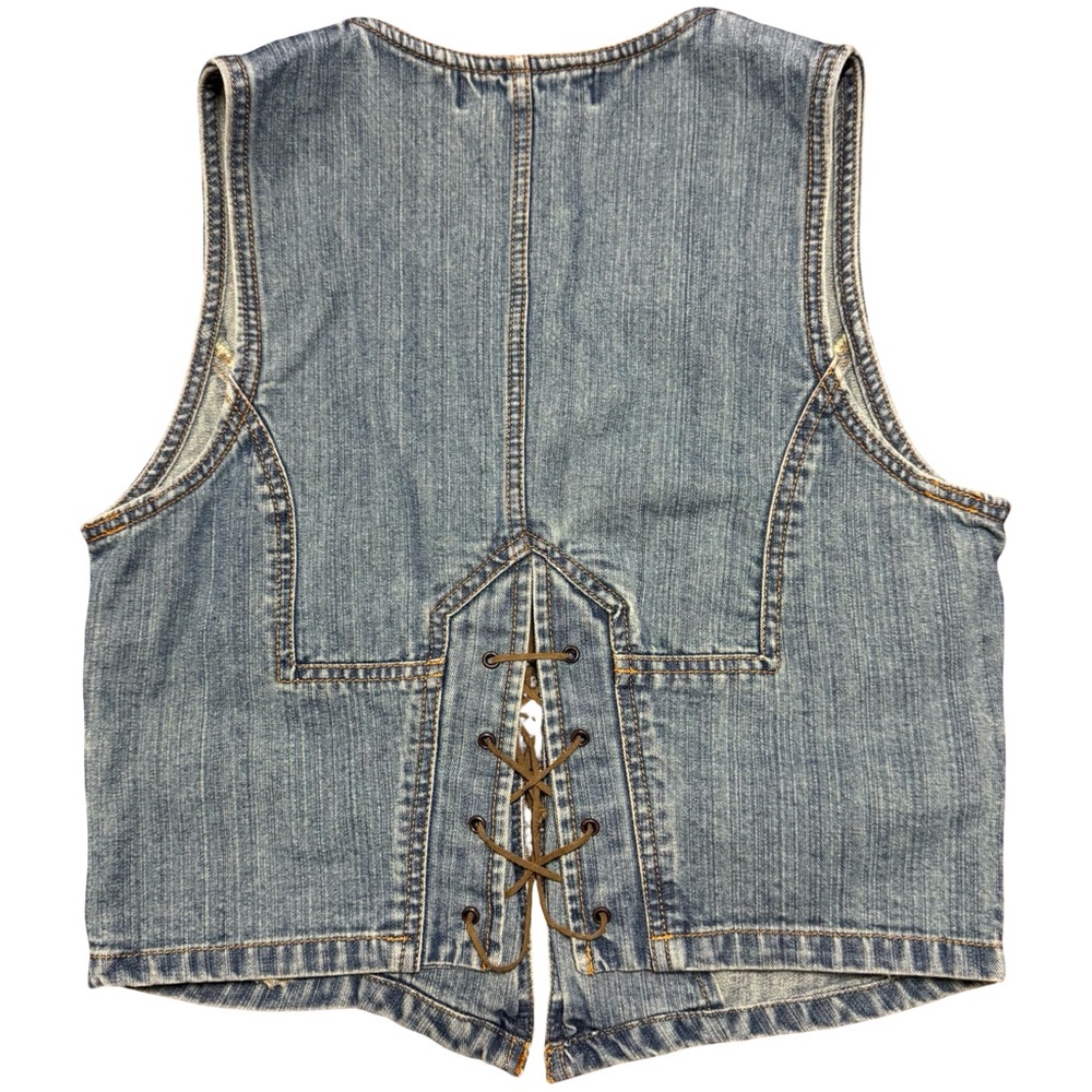 Y2K Vintage Faded Glory Blue Denim Western Vest Size 12 - Picture 2 of 8